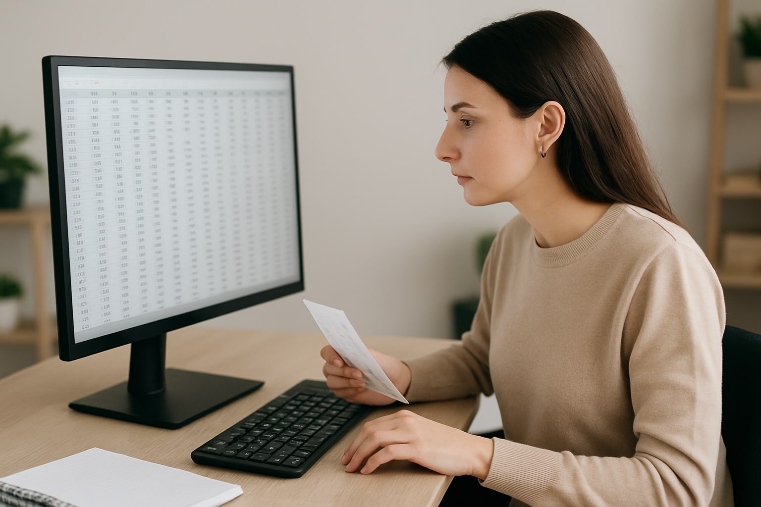 Professional working at desk with data